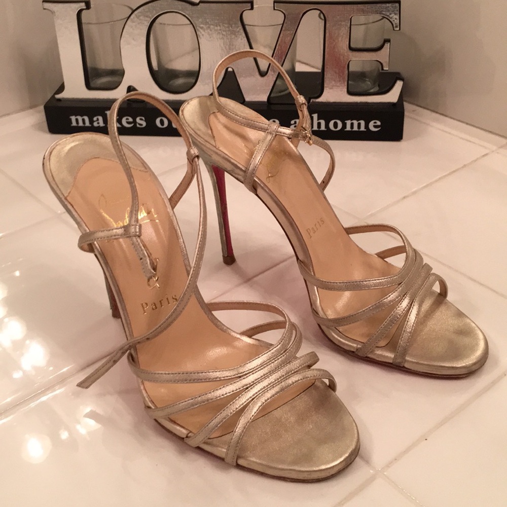 Authentic Christian Louboutin gold heels sandals